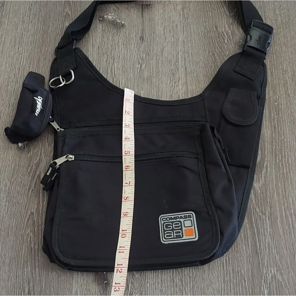 Compass Gear Black Crossbody Messenger Bag